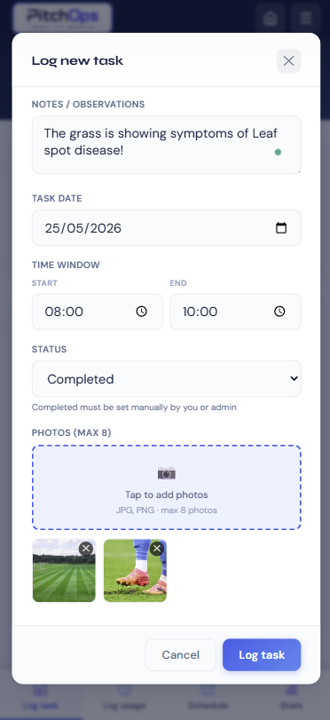 PitchOps task modal screenshot
